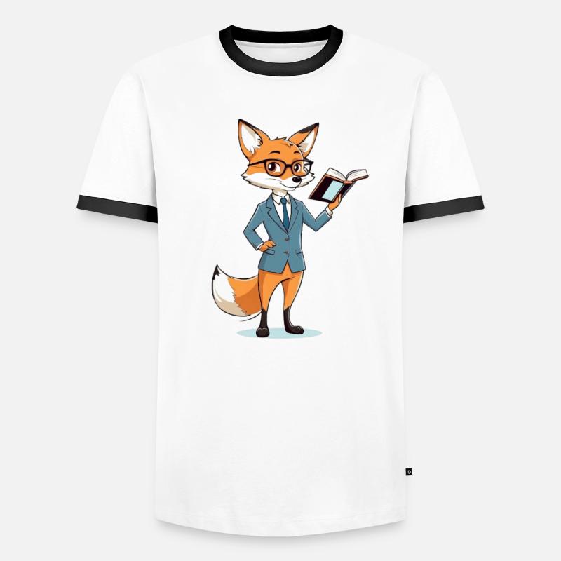 Fuchs-Professor mit Buch im Anzug Männer Kontrast-T-Shirt