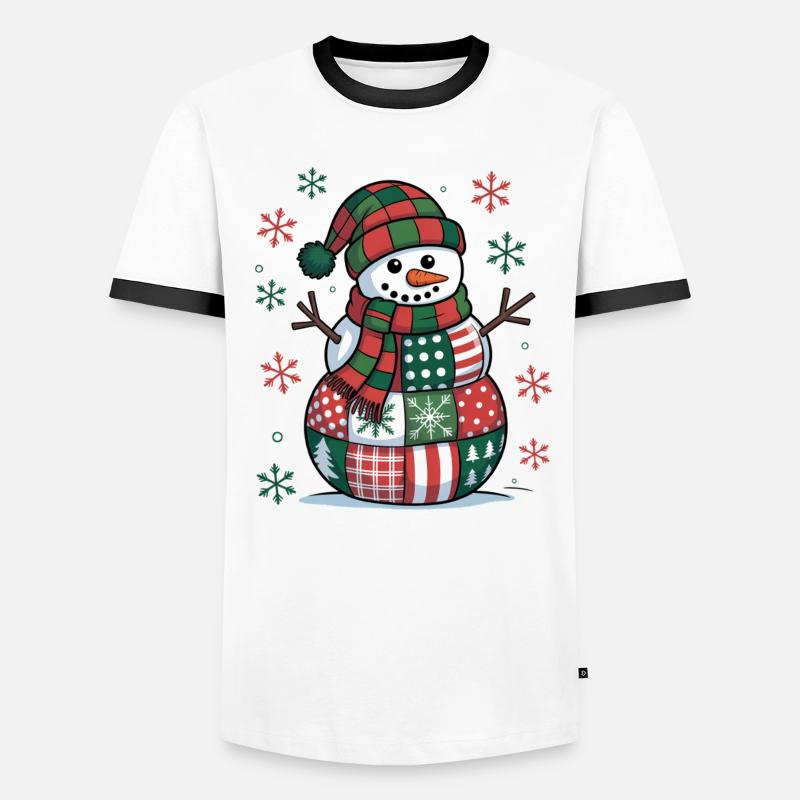 Schneemann Patchwork  Männer Kontrast-T-Shirt