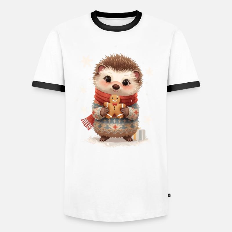 Kuscheliger Igel mit Gingerbread Männer Kontrast-T-Shirt