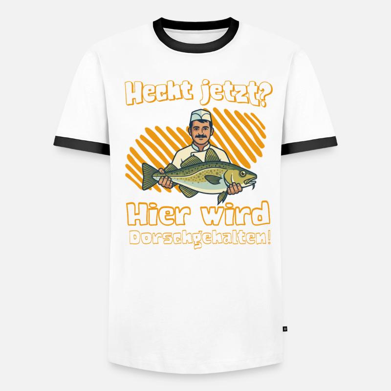 Hecht Jetzt? Hier wird Dorsch gehalten! Männer Kontrast-T-Shirt