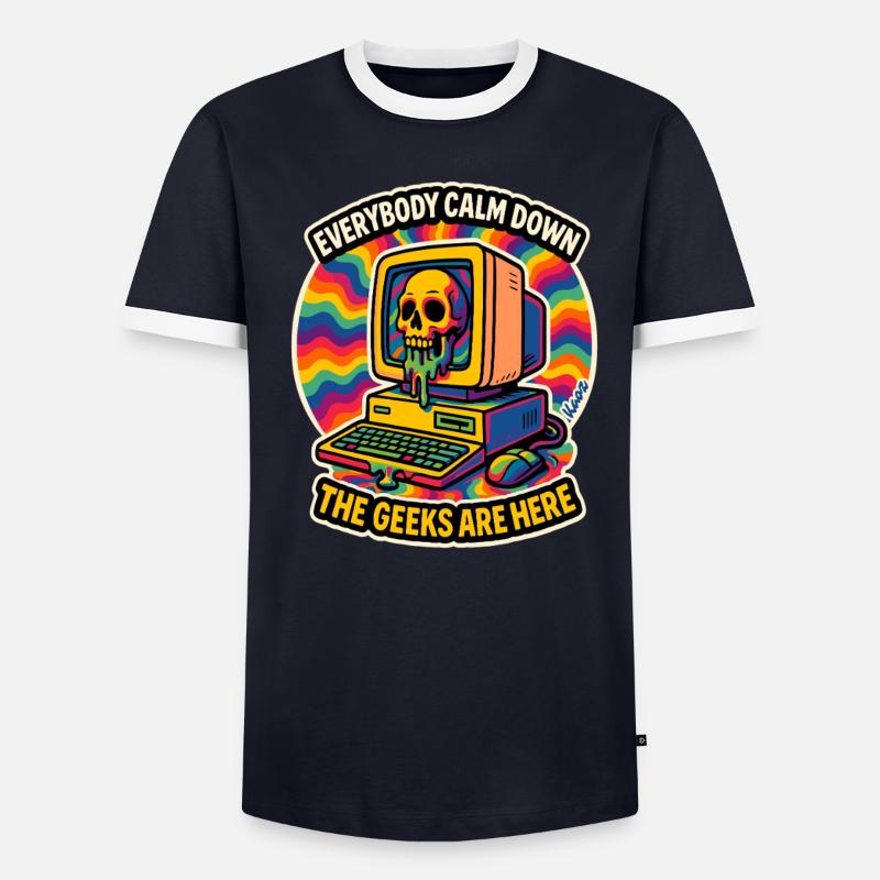 Geeks sind hier Retro Skull Computer - Männer Kontrast-T-Shirt - undefined