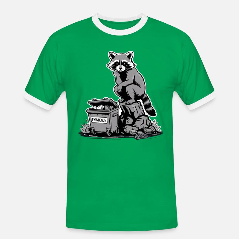 Existenz Waschbärmüllcontainer - Männer Kontrast-T-Shirt - Kelly Green/Weiß