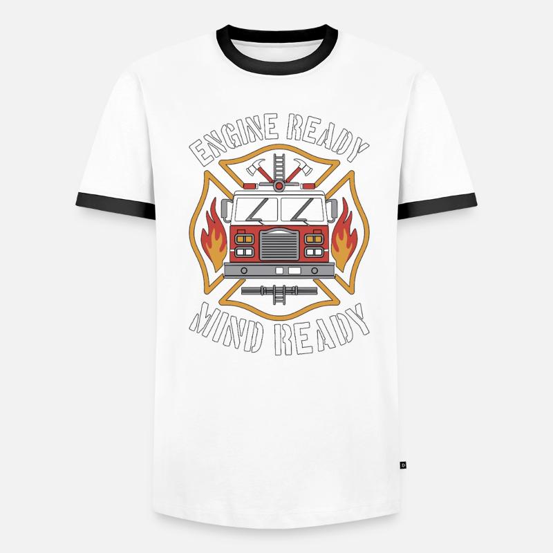 Fire Engineer Engine Ready Mind Ready Firefighting T-shirt contrasté Homme