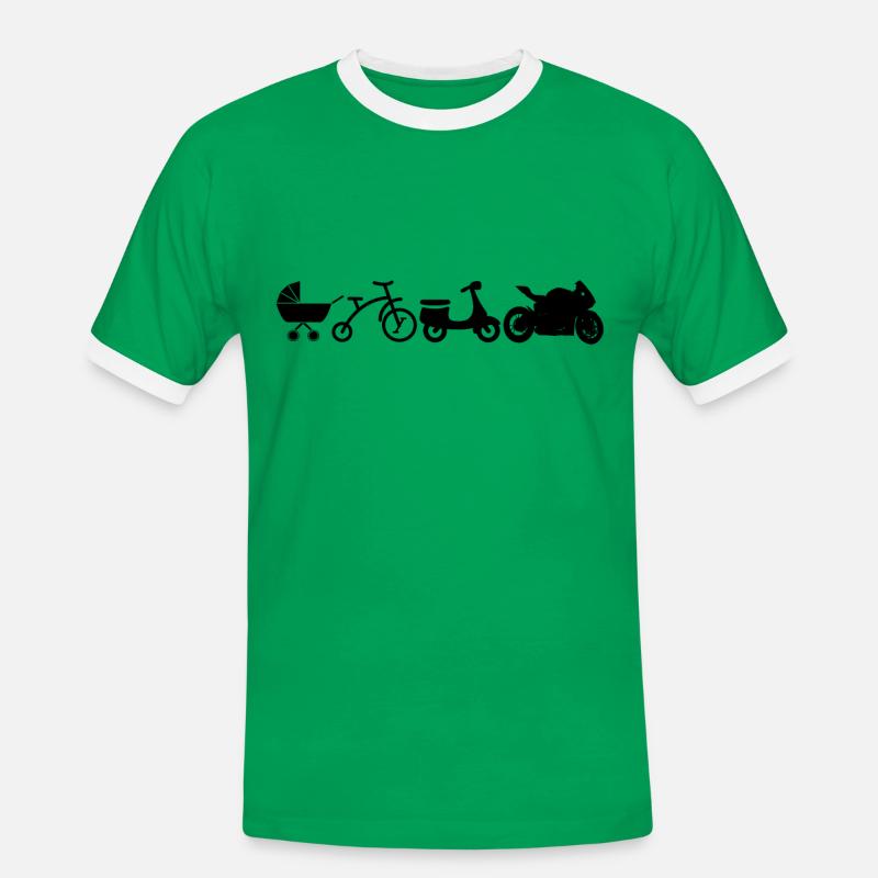 Motorcycle Evolution - Men's Ringer Shirt - kelly green/white