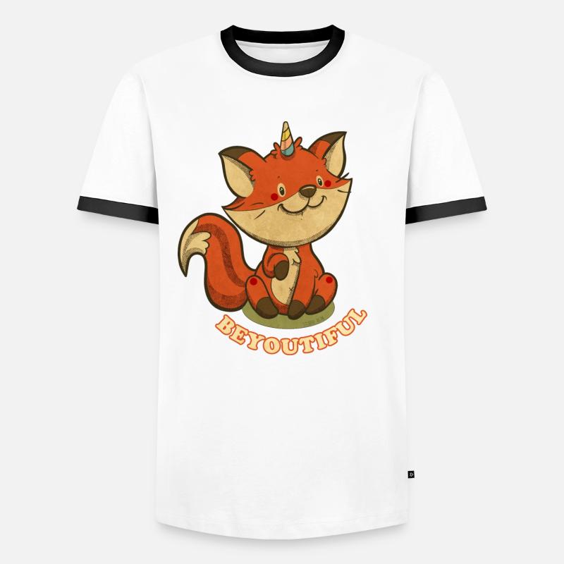 beYOUtiful Fox Einhorn Männer Kontrast-T-Shirt