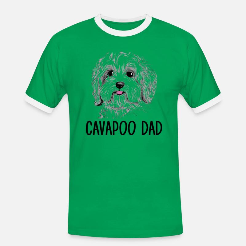 Cavapoo Papa, Cavapoo - T-shirt contrasté Homme - vert/blanc