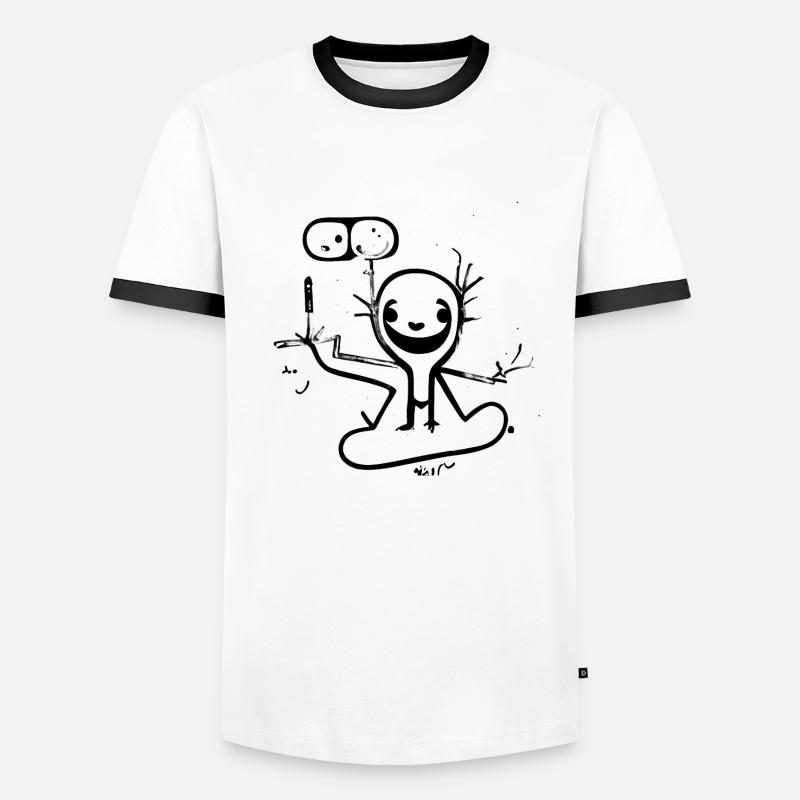 Figure de bâton étrange T-shirt contrasté Homme