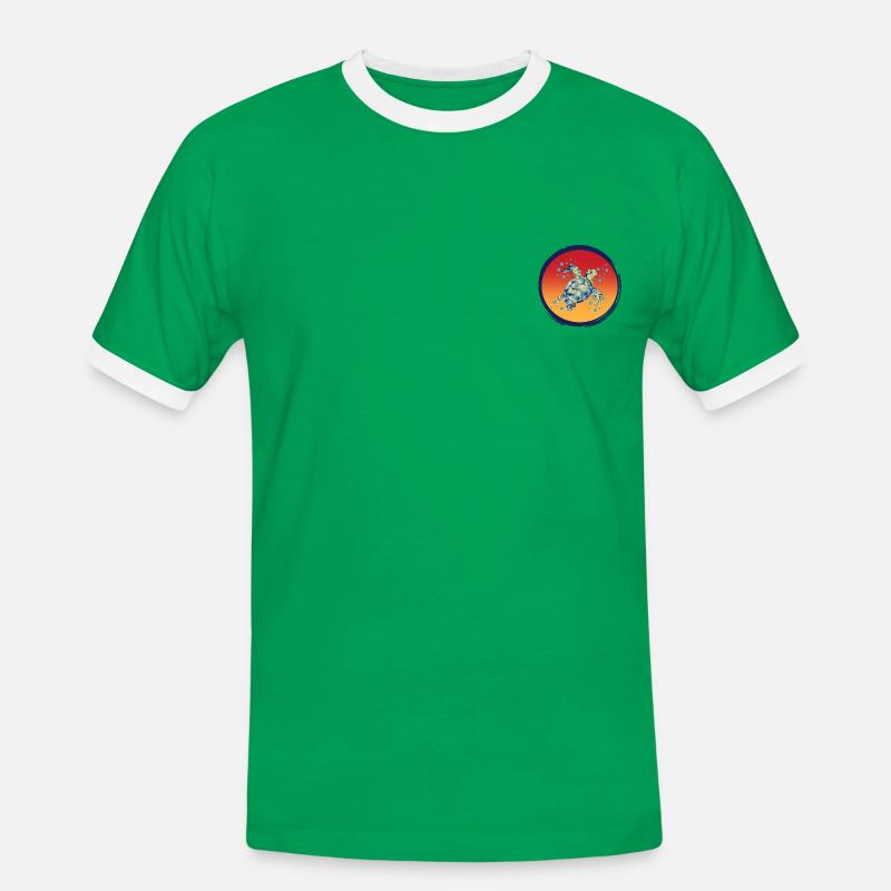 Turtle_Harmony - Männer Kontrast-T-Shirt - Kelly Green/Weiß