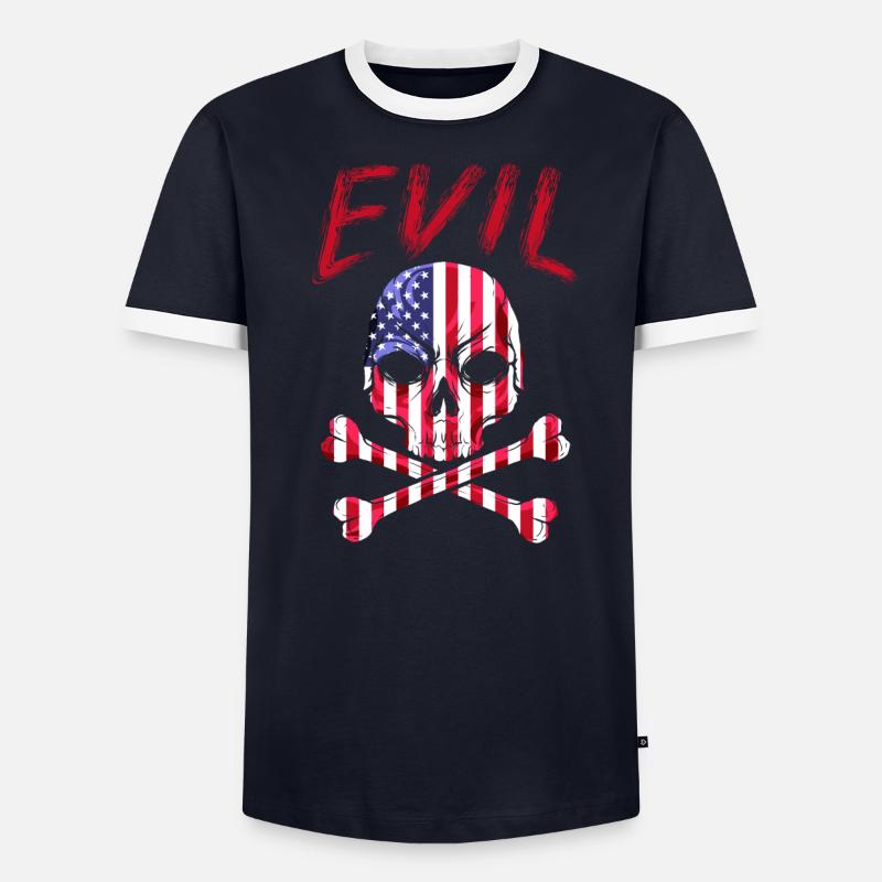 Crâne maléfique, Evil Skull couleurs drapeaux T-shirt contrasté Homme