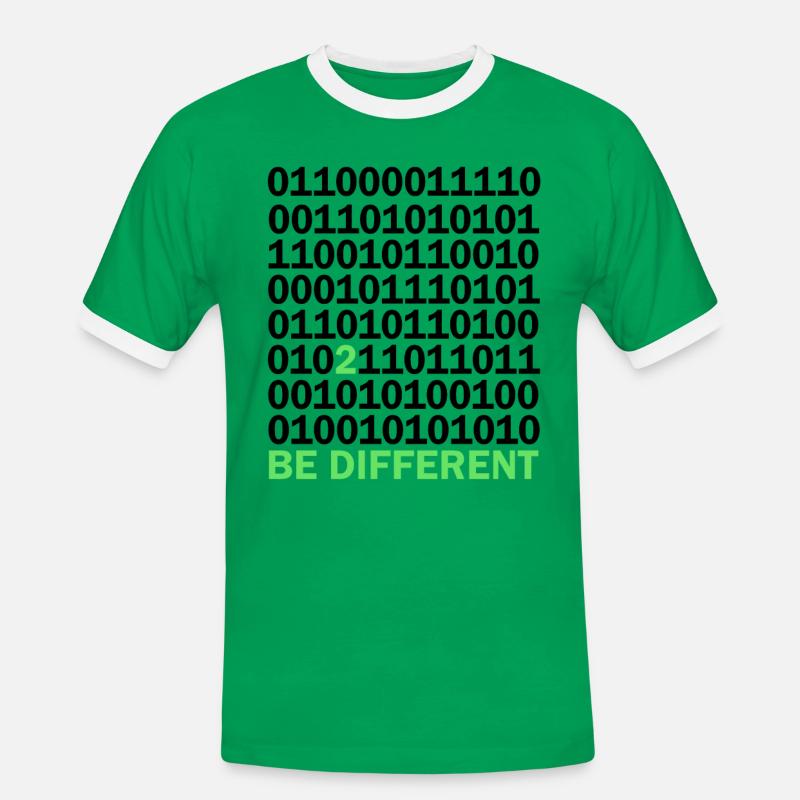 Be Different Binärcode Nerd Geschenk - Männer Kontrast-T-Shirt - Kelly Green/Weiß