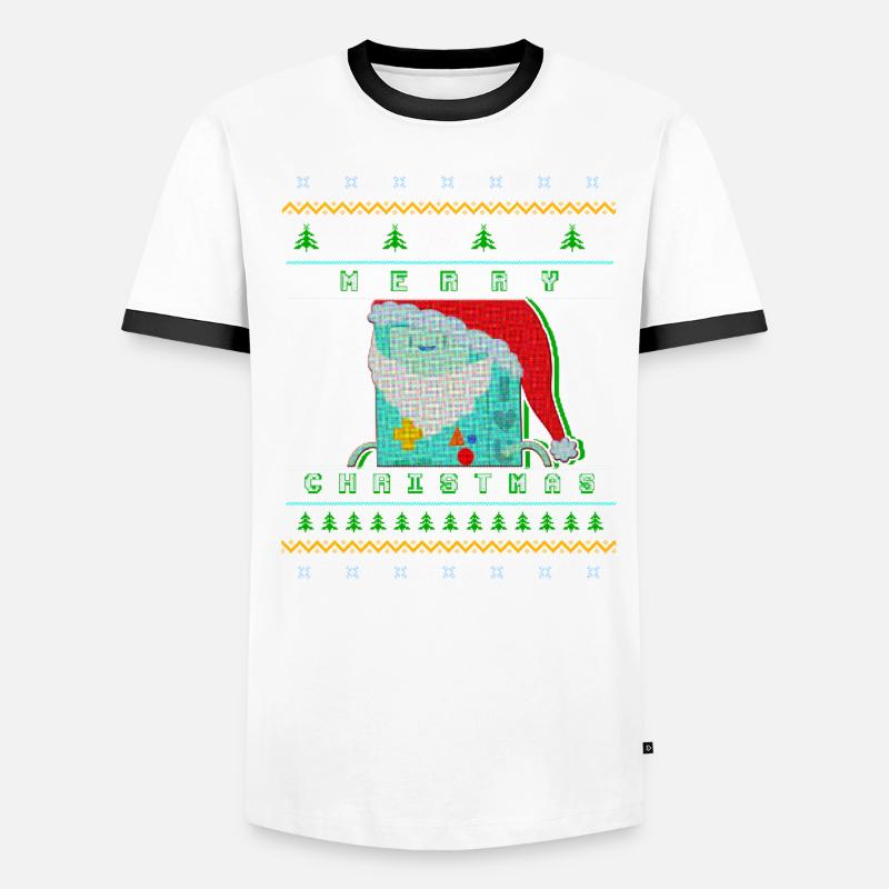 Joyeux Noël Pixel Santa « Pull de Noël moche » T-shirt contrasté Homme