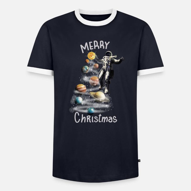Noël dans l’espace Astronaute du système solaire T-shirt contrasté Homme