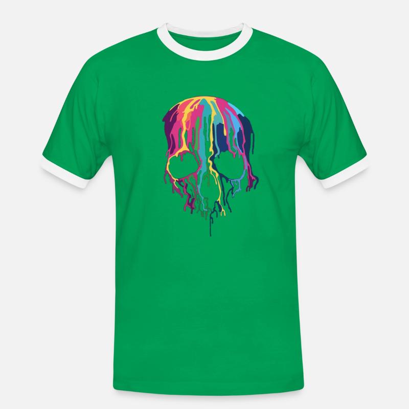 Multi colour skull - Men's Ringer Shirt - kelly green/white