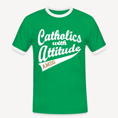CATHOLICS WITH ATTITUDE AMDG - Men's Ringer Shirt
