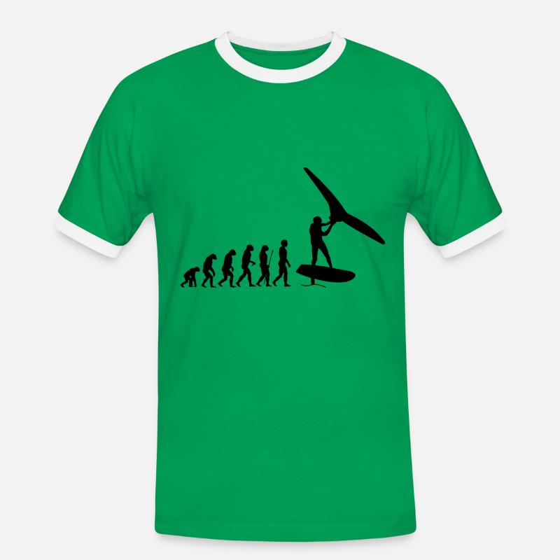 Foilwing Evolution - Männer Kontrast-T-Shirt - Kelly Green/Weiß