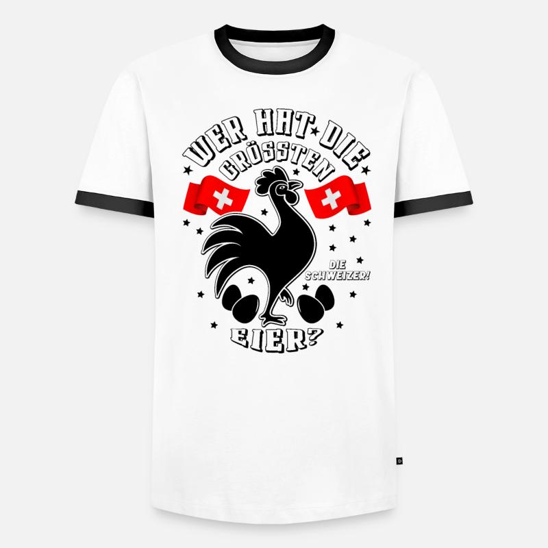 Für den Schweizer Bauer mit den grössten Eiern. Männer Kontrast-T-Shirt