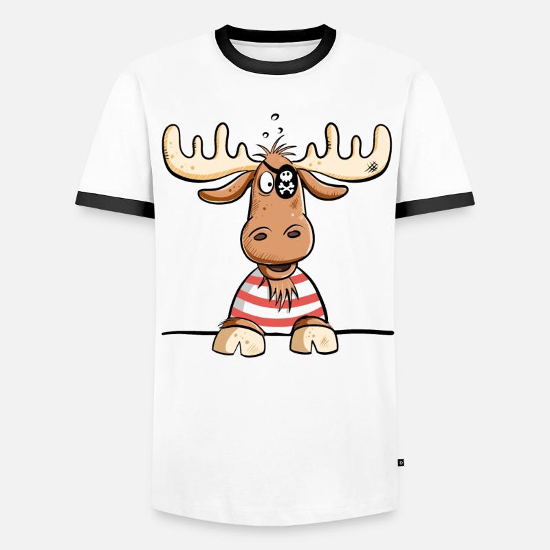 Funny Moose Pirate I Pirate Comic I Fun Gift Men's Ringer Shirt