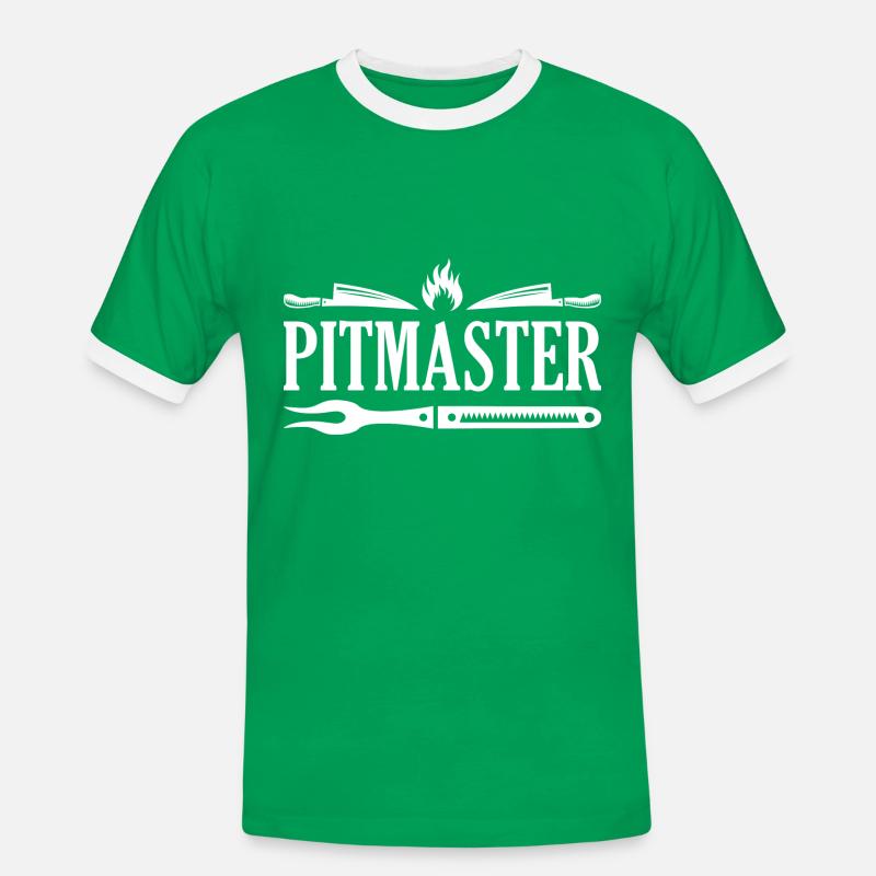 Der Pitmaster - Männer Kontrast-T-Shirt - Kelly Green/Weiß