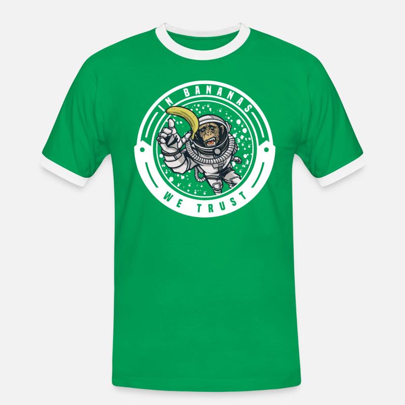 Monkey chimpanzee monkey monkey monkeys banana monkey monkey monkey - Men's Ringer Shirt - kelly green/white