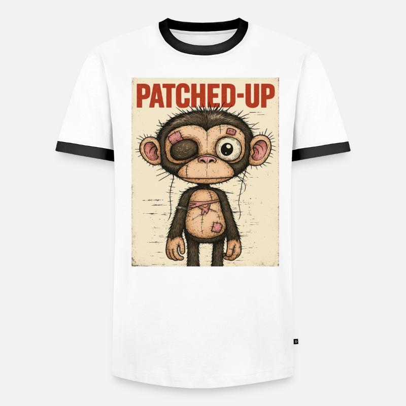 Patchwork Affe: Gepatcht und Tapfer - Männer Kontrast-T-Shirt - undefined