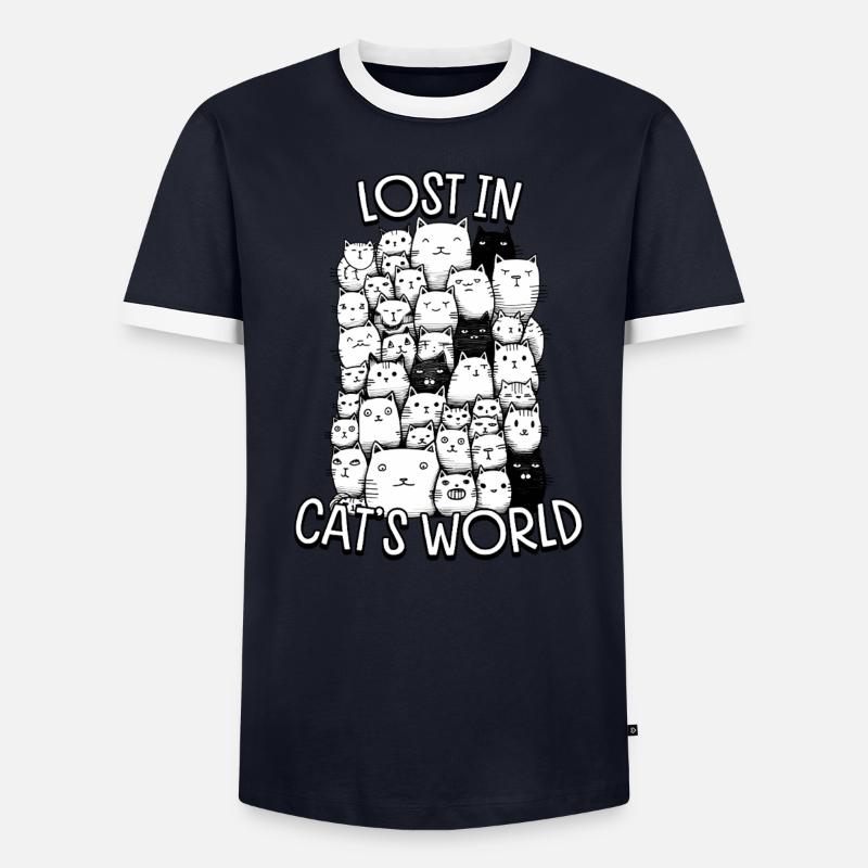 Perdu dans le monde de Chat T-shirt contrasté Homme