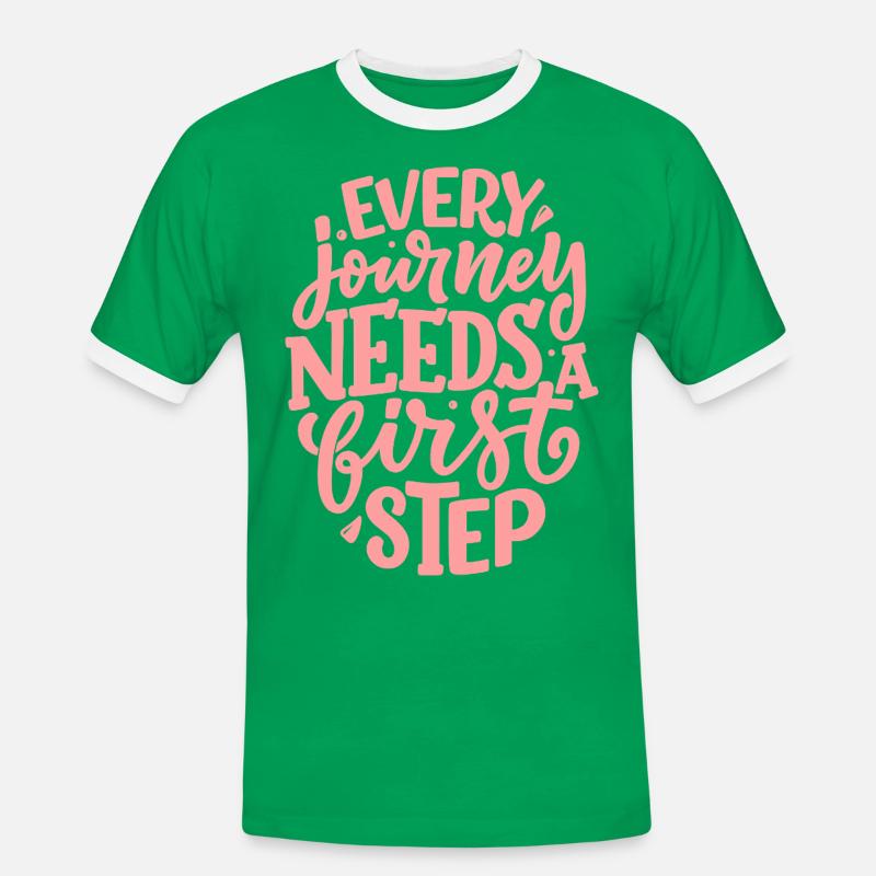 Every Journey Needs A First Step - Men's Ringer Shirt - kelly green/white