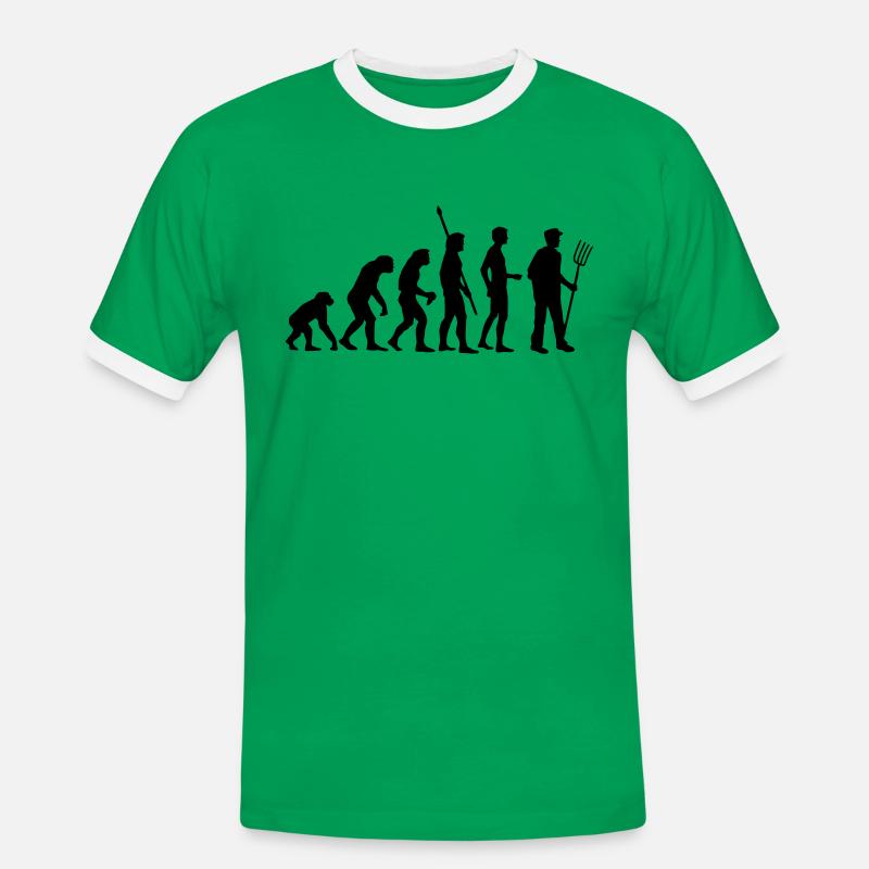 evolution_bauer_b - T-shirt contrasté Homme - vert/blanc