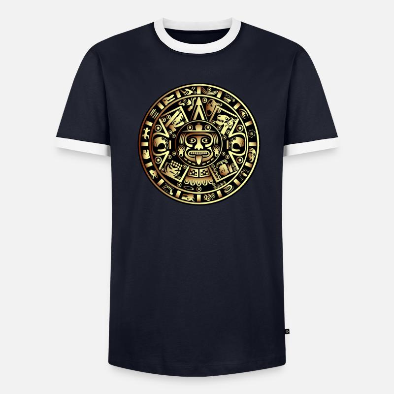 Calendrier aztèque T-shirt contrasté Homme