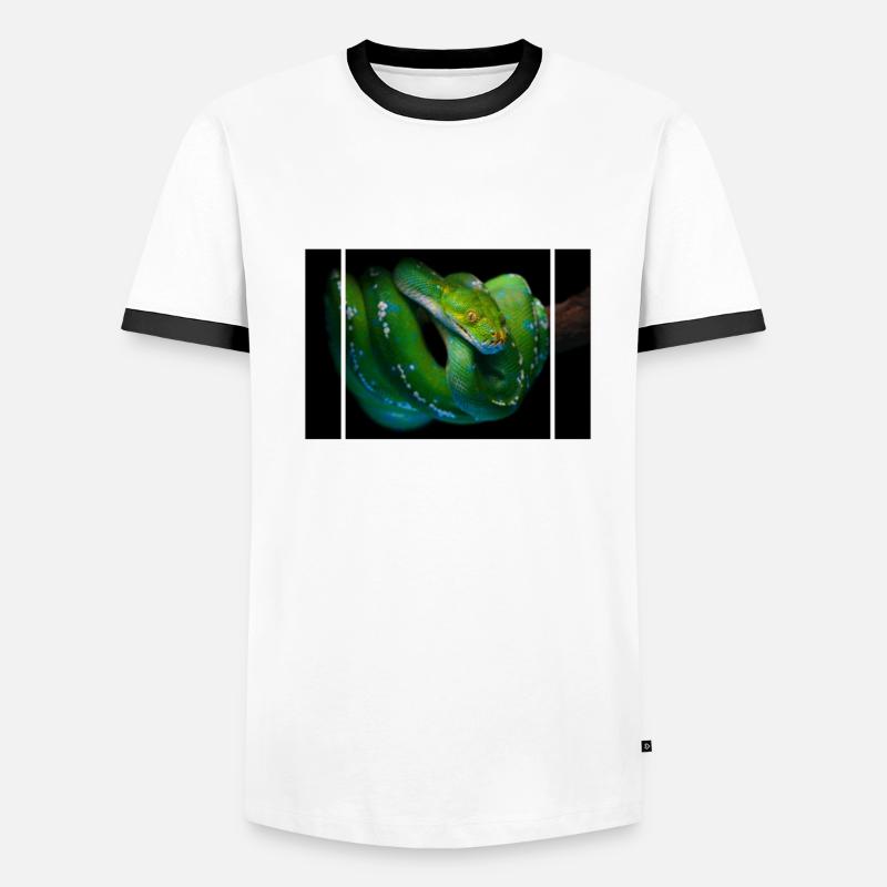 Morelia Viridis Grüner Baum Python Schlangenhalter Männer Kontrast-T-Shirt