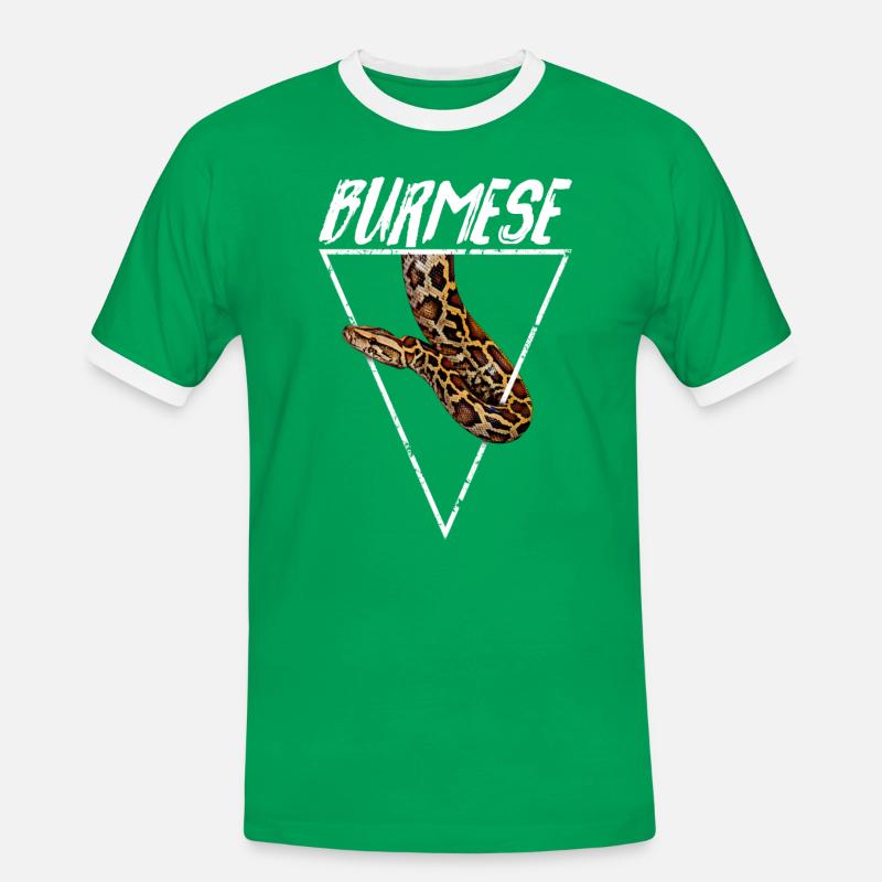 Burmese Python Owner Geometric - Men's Ringer Shirt - kelly green/white