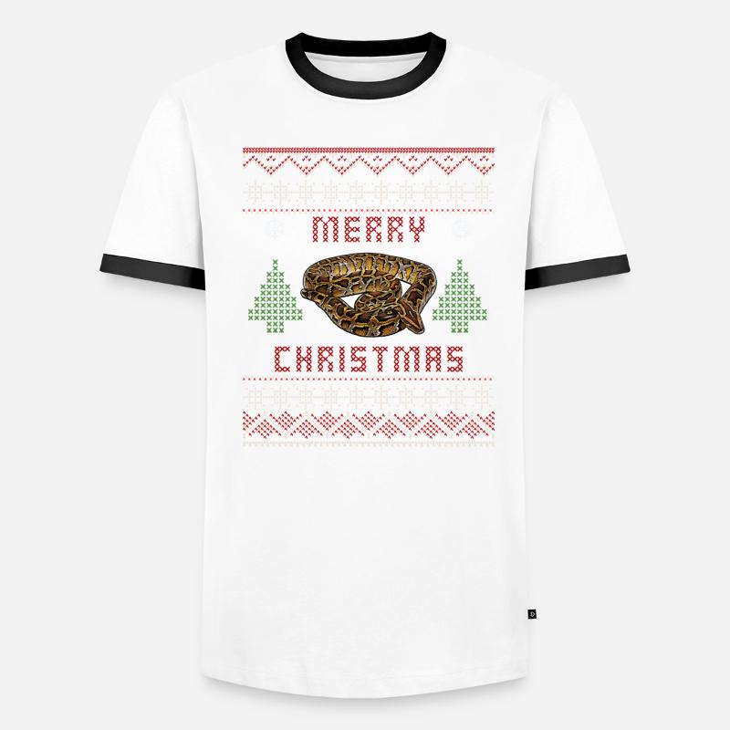 Burmesische Python Weihnachten Männer Kontrast-T-Shirt