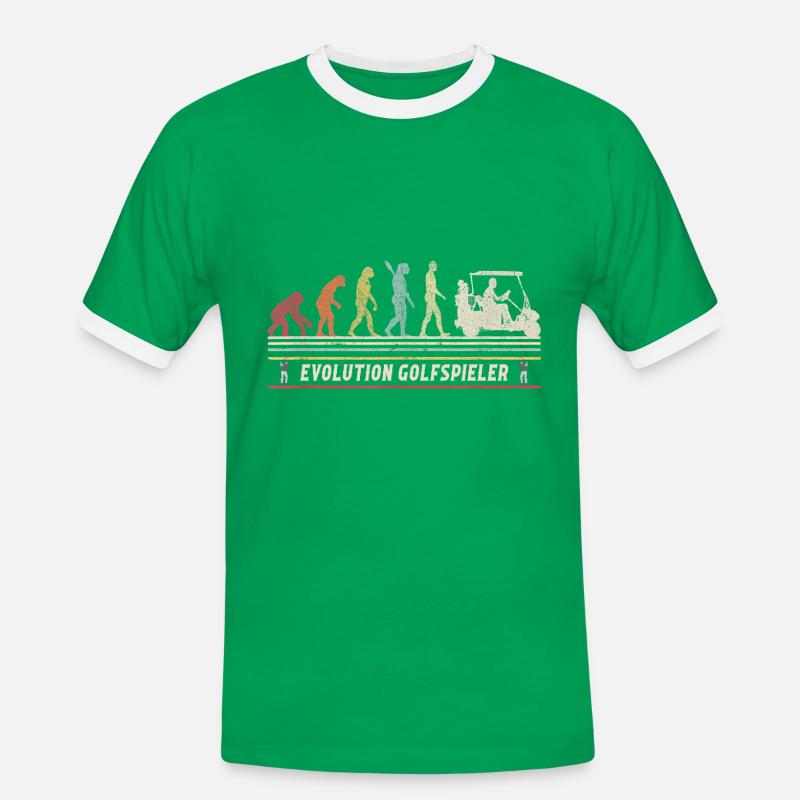 Evolution Golf retro - Männer Kontrast-T-Shirt - Kelly Green/Weiß