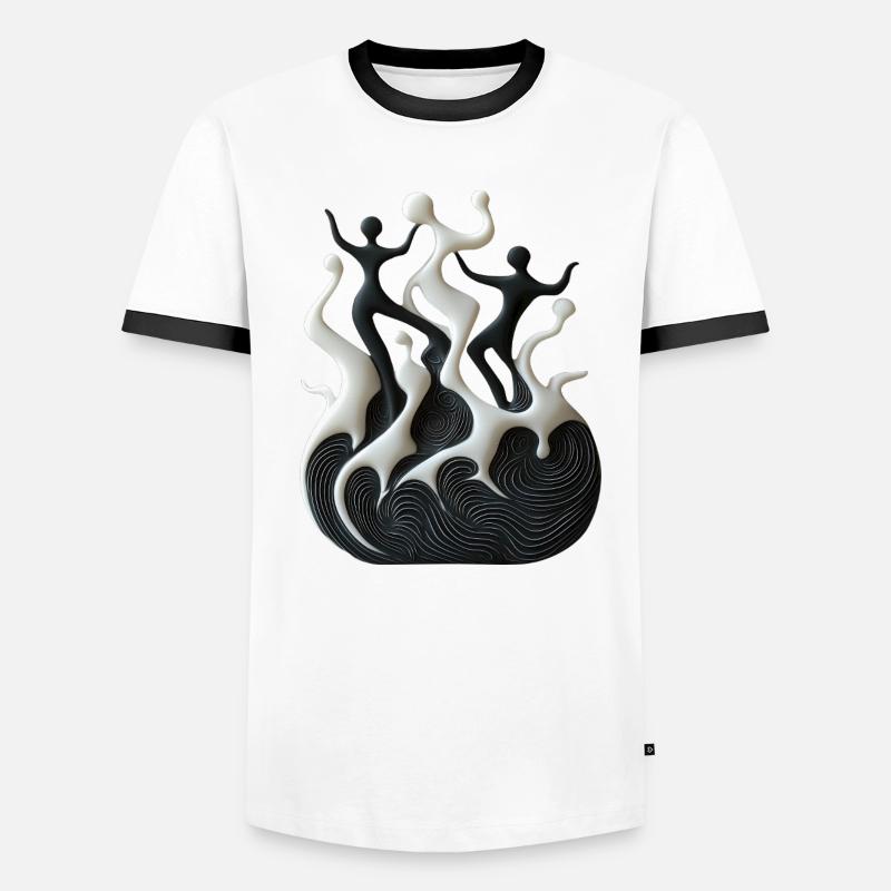 Abstrait Noir Blanc Danse Soirée T-shirt contrasté Homme