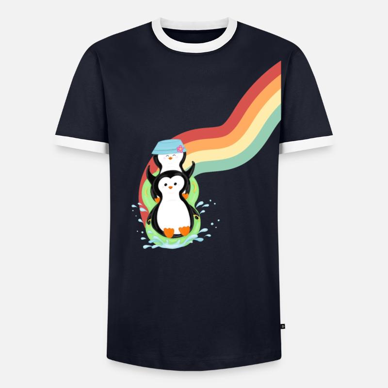Pinguine Slide Männer Kontrast-T-Shirt