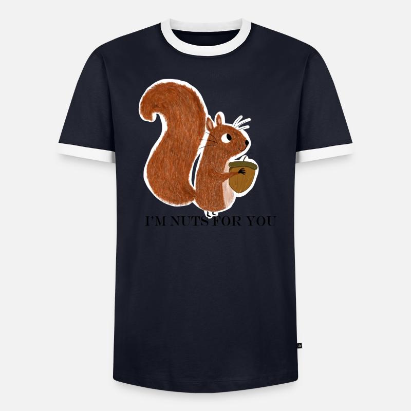 Eichhörnchen mit Eichel Männer Kontrast-T-Shirt
