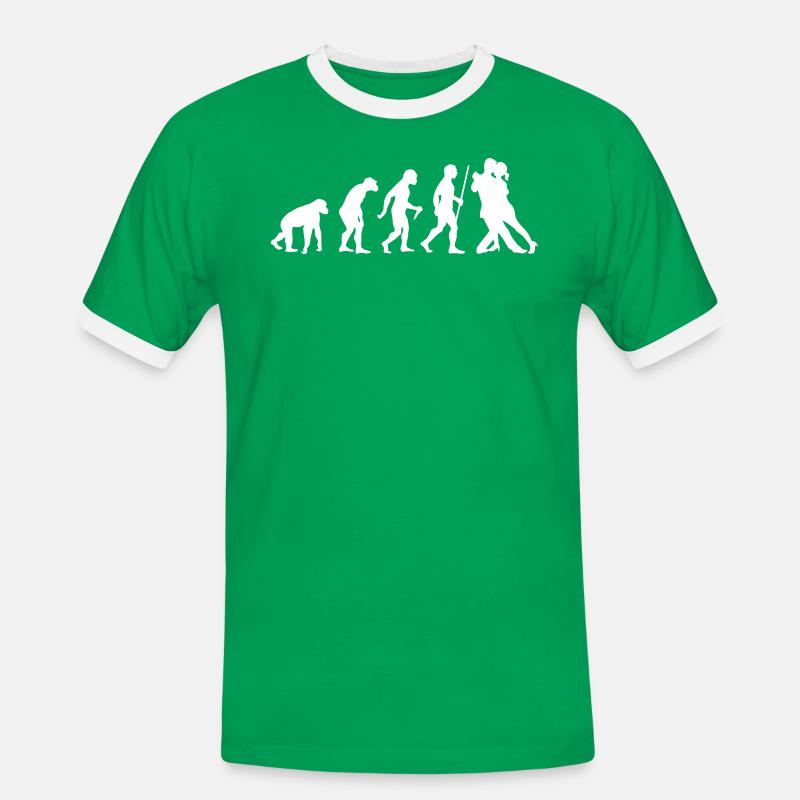 Evolution Ballroom Dance - Männer Kontrast-T-Shirt - Kelly Green/Weiß