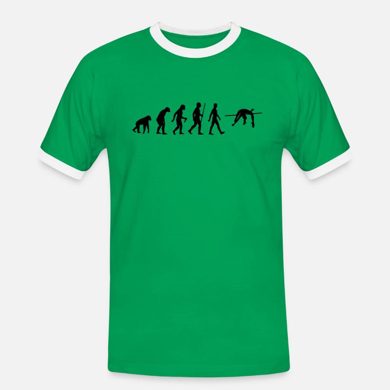 Hochsprung Evolution Leichtathletik Hochspringer - Männer Kontrast-T-Shirt - Kelly Green/Weiß