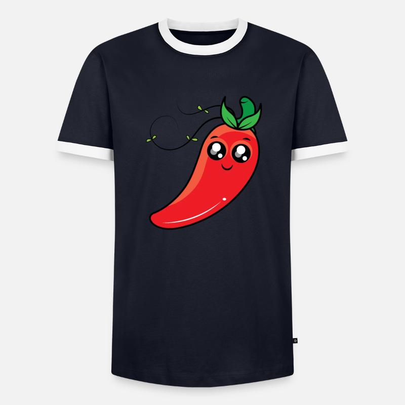 Dessin animé mignon de piment chaud T-shirt contrasté Homme