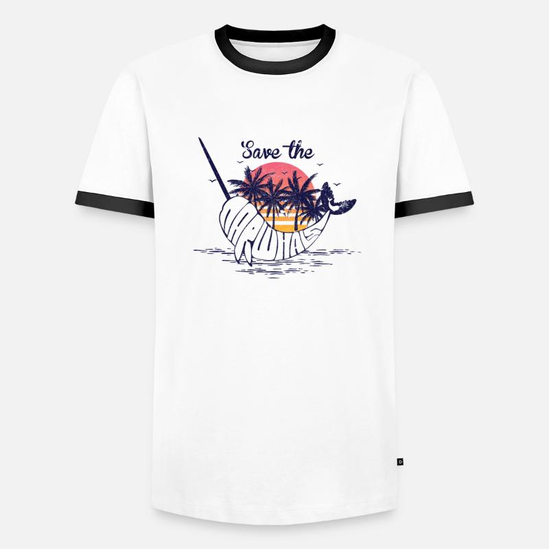 Speichern Sie das Narwhals Design. Retro Style Narwal Männer Kontrast-T-Shirt