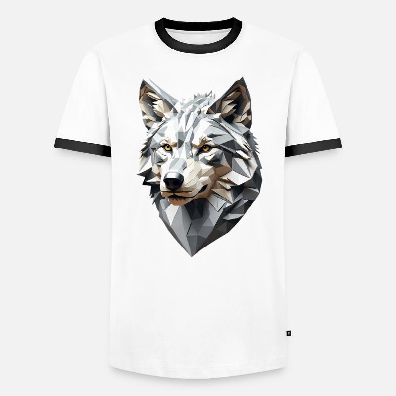 Wolf Head LowPoly Geometric T-shirt contrasté Homme