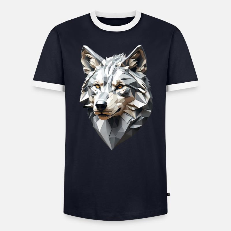 Wolfskopf LowPoly Geometrisch Männer Kontrast-T-Shirt