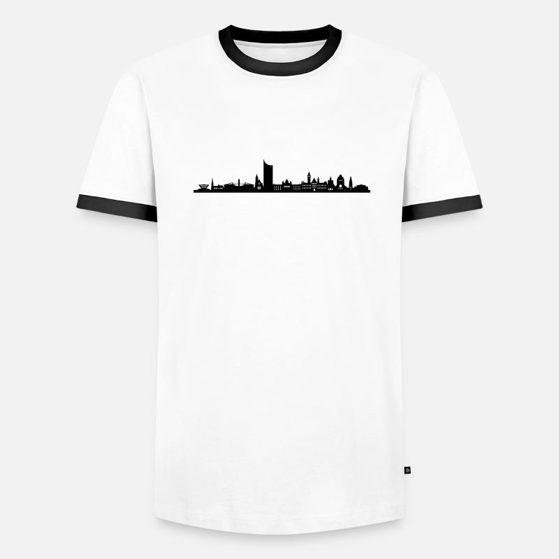 Skyline Leipzig Männer Kontrast-T-Shirt