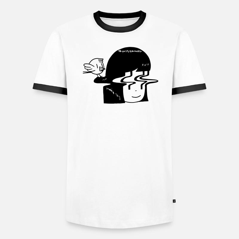 Verzerrung und Vogel Männer Kontrast-T-Shirt