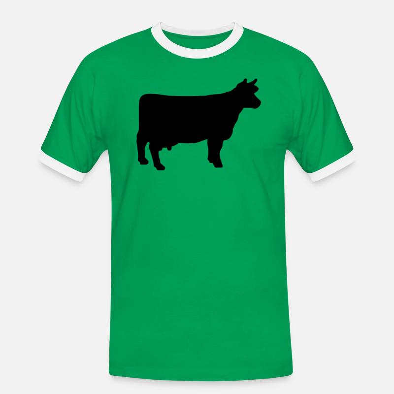 cow - Men's Ringer Shirt - kelly green/white