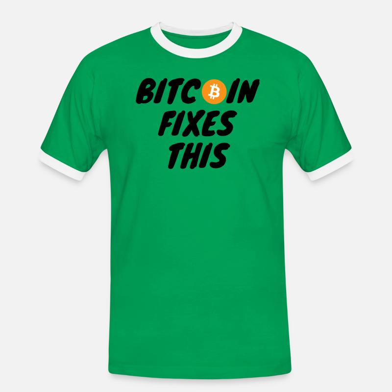 Krypto Bitcoin Fixes This - Männer Kontrast-T-Shirt - Kelly Green/Weiß