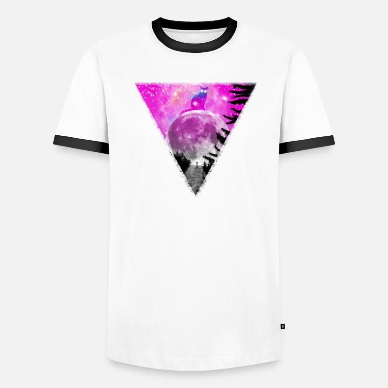 Chat géant sur la lune. T-shirt contrasté Homme