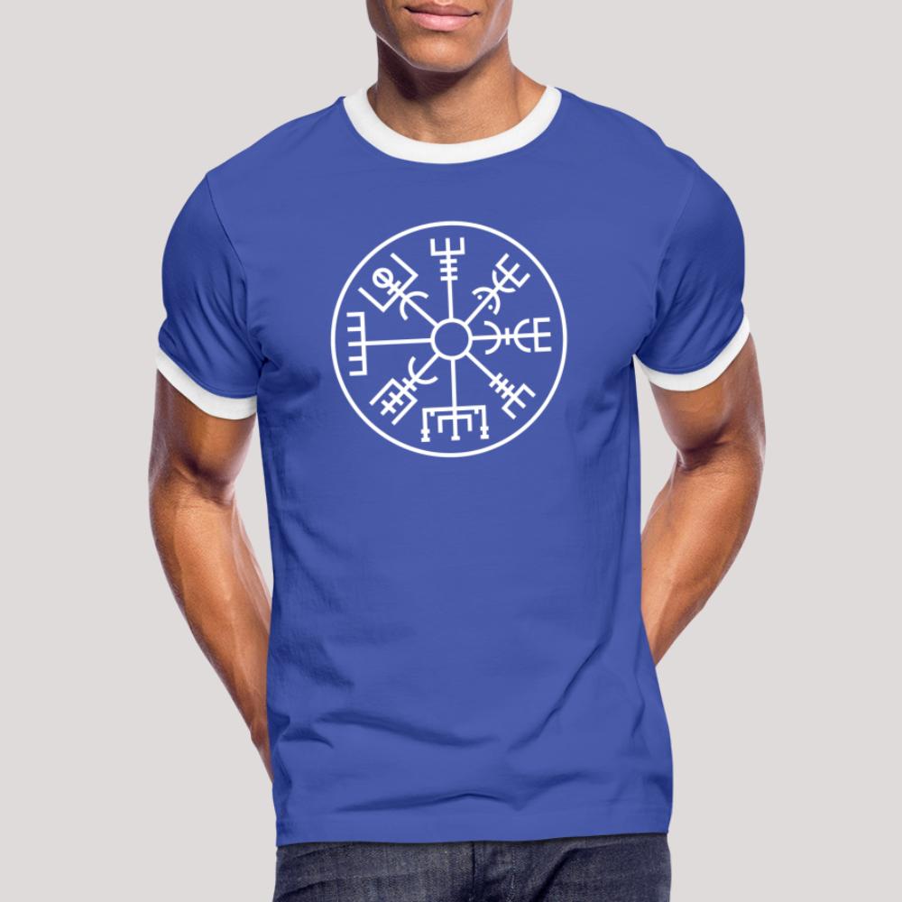 Vegvisir Kreis - Männer Kontrast-T-Shirt Blau/Weiß