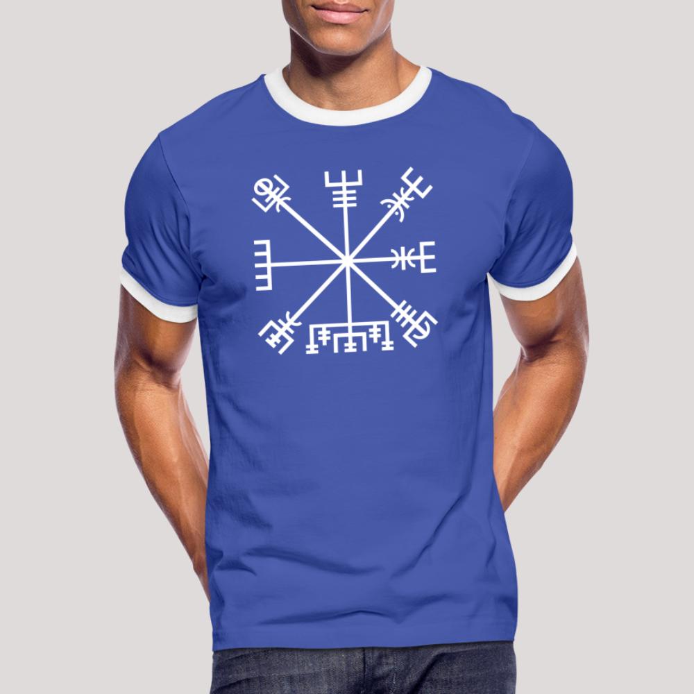 Vegvisir - Männer Kontrast-T-Shirt Blau/Weiß