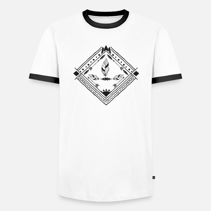 Style boho plume et flèches T-shirt contrasté Homme