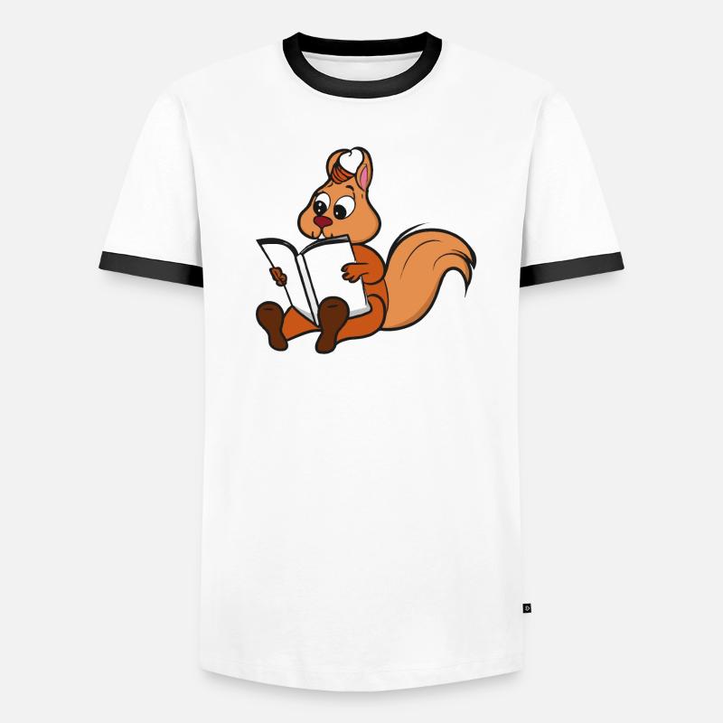 Eichhörnchen liest Buch Geschenkidee Männer Kontrast-T-Shirt